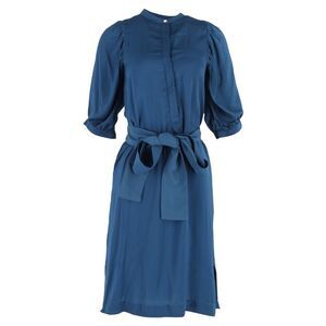 Heidi Merrick Chambray Mason Short Dress in Blue Linen